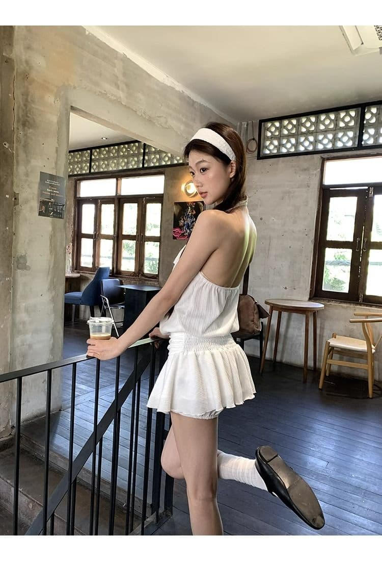 화이트 여성 드레스 여름 2026 새로운 행침 목 슬립 프랑스식 작은 키 고급 센스 슬림해 보이는 타이트 스커트 짧은 치마 상세 이미지 30