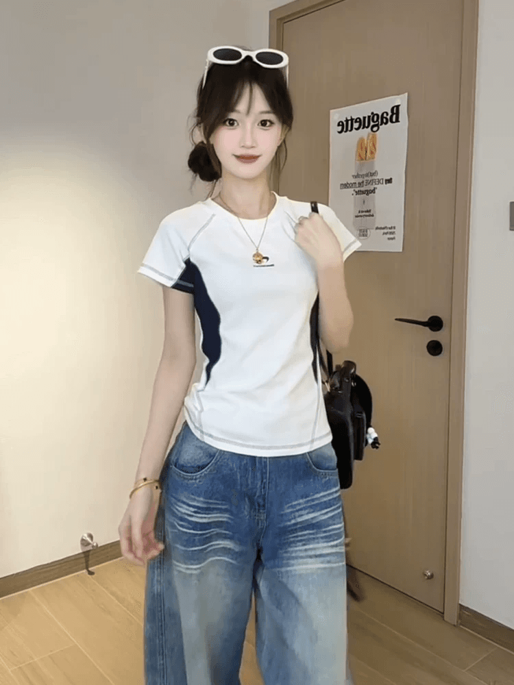 원본 것 명중 인터넷 이후 패키지 칼라 40 순면 오스트리아 세대 서울 220g 그램 반팔 티셔츠 여성 이미지 2