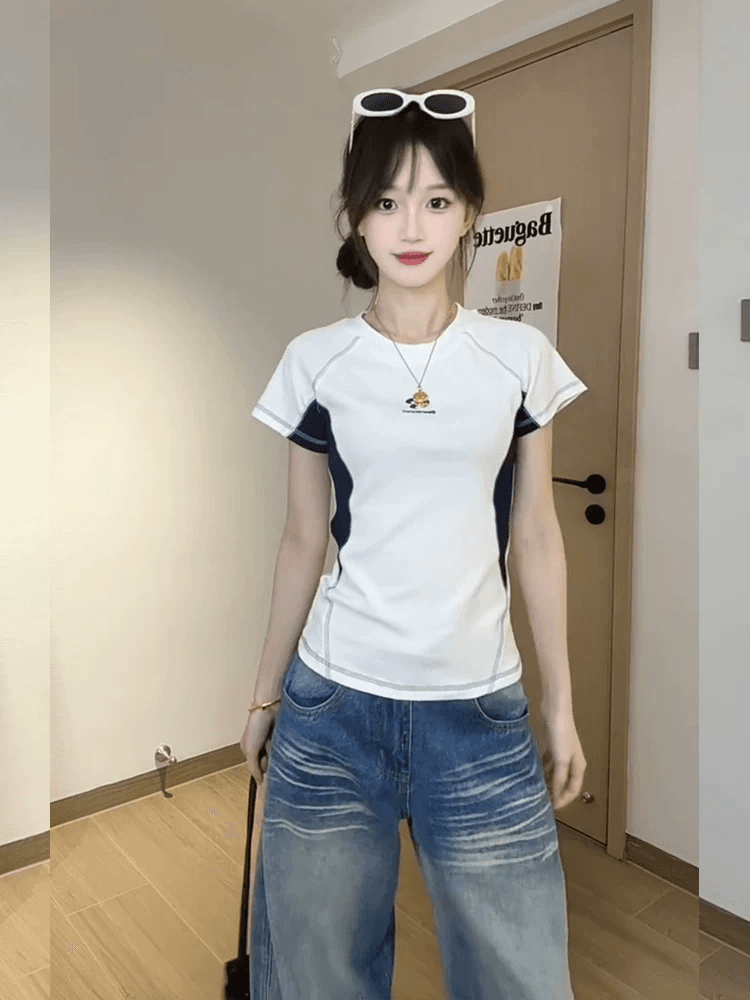 원본 것 명중 인터넷 이후 패키지 칼라 40 순면 오스트리아 세대 서울 220g 그램 반팔 티셔츠 여성 상세 이미지 3