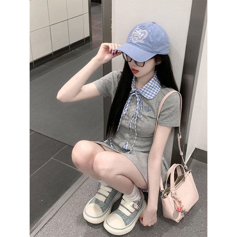 학원 스타일 한 부서 chic 세트 여성 여름 자이언트 잘 생긴 작은 키 관대 한 점잖은 여름 ootd 착용 가져 가라. 전체 집합 이미지 5