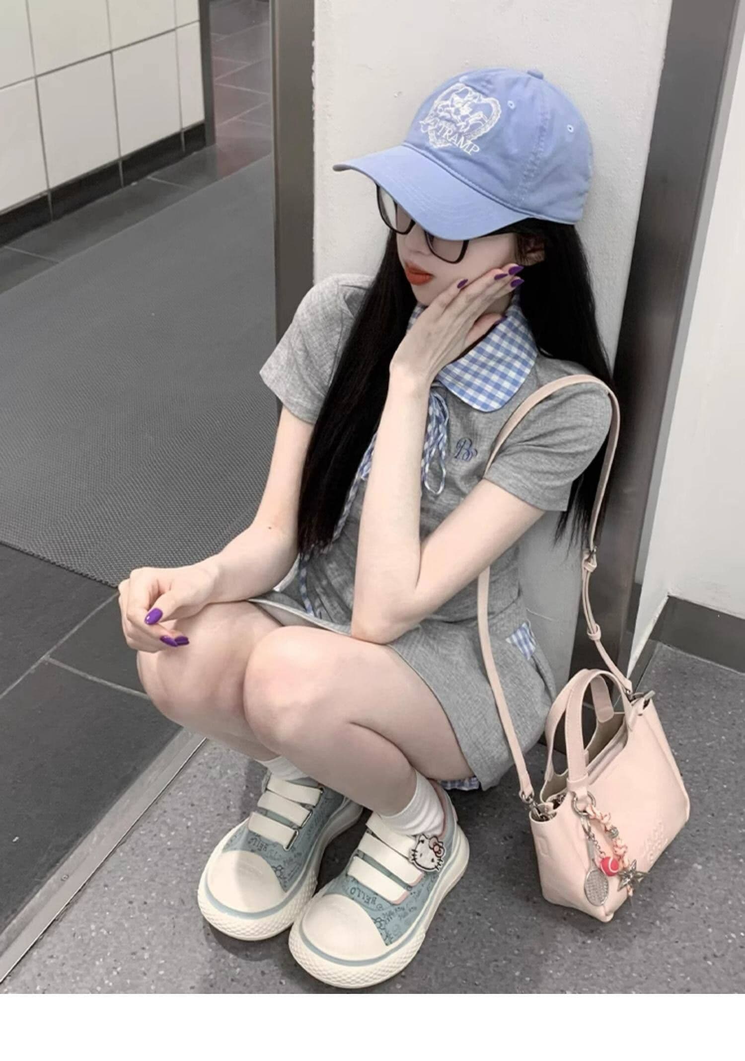 학원 스타일 한 부서 chic 세트 여성 여름 자이언트 잘 생긴 작은 키 관대 한 점잖은 여름 ootd 착용 가져 가라. 전체 집합 상세 이미지 2