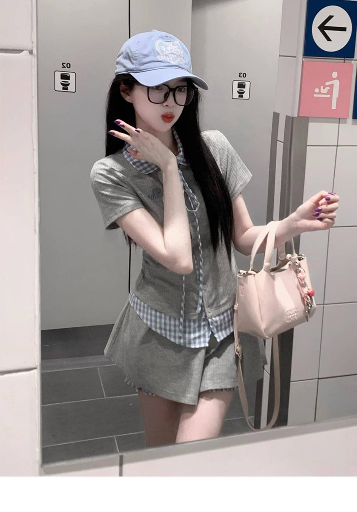 학원 스타일 한 부서 chic 세트 여성 여름 자이언트 잘 생긴 작은 키 관대 한 점잖은 여름 ootd 착용 가져 가라. 전체 집합 상세 이미지 3