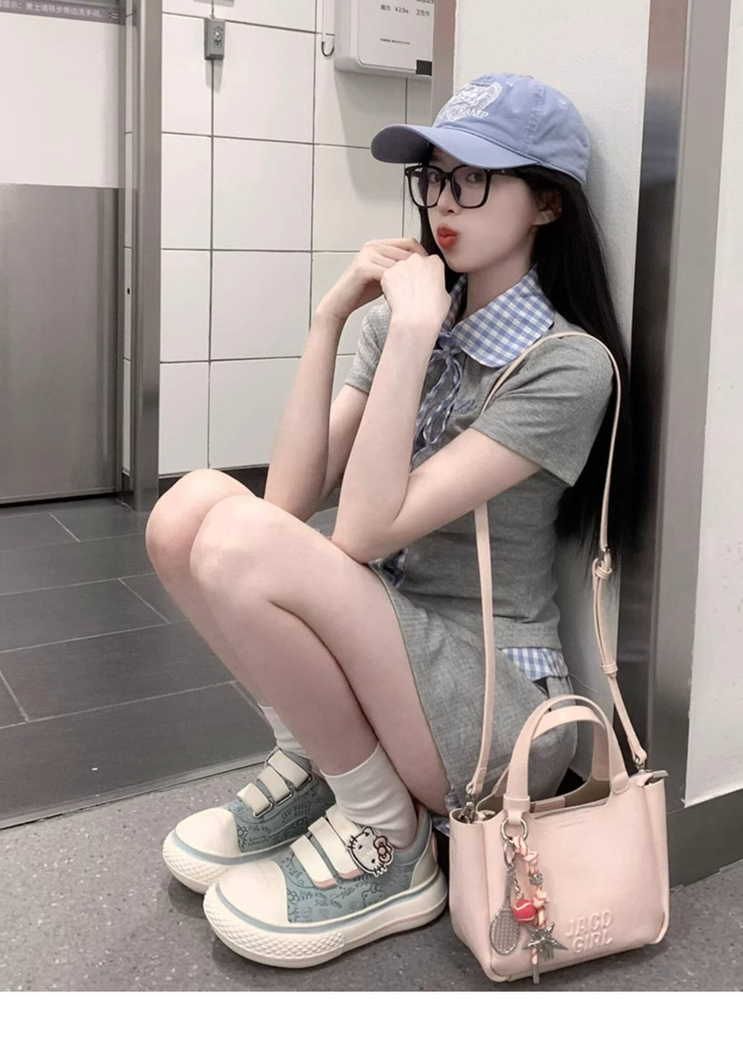 학원 스타일 한 부서 chic 세트 여성 여름 자이언트 잘 생긴 작은 키 관대 한 점잖은 여름 ootd 착용 가져 가라. 전체 집합 상세 이미지 4