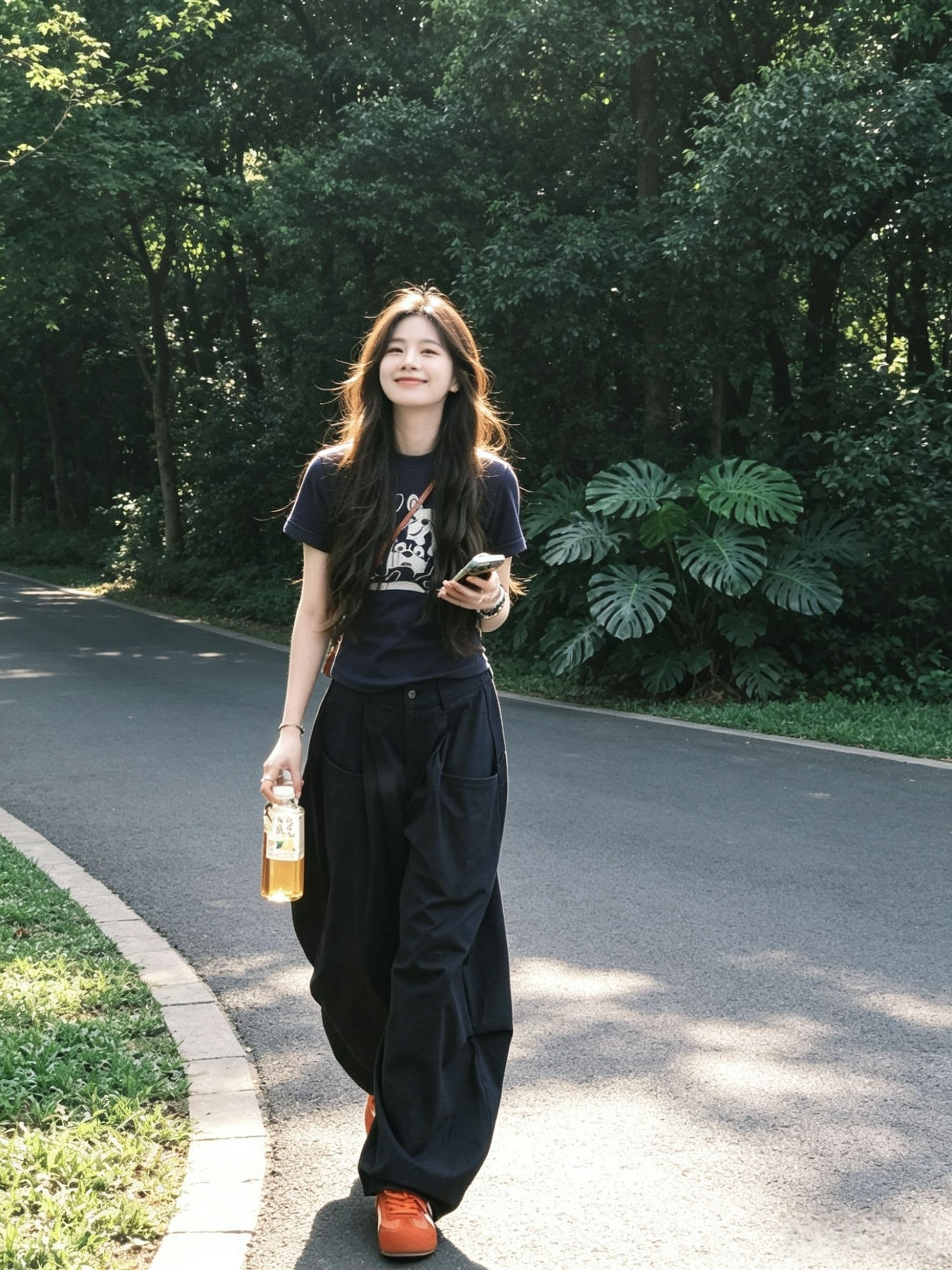 한 부서 캐주얼 스포츠 슈트 여성 여름 작은 키 몸매 가꾸기 미니멀리즘 긍정적 인 어깨 반팔 느슨함 센스 긴 바지 투피스 세트 상세 이미지 4