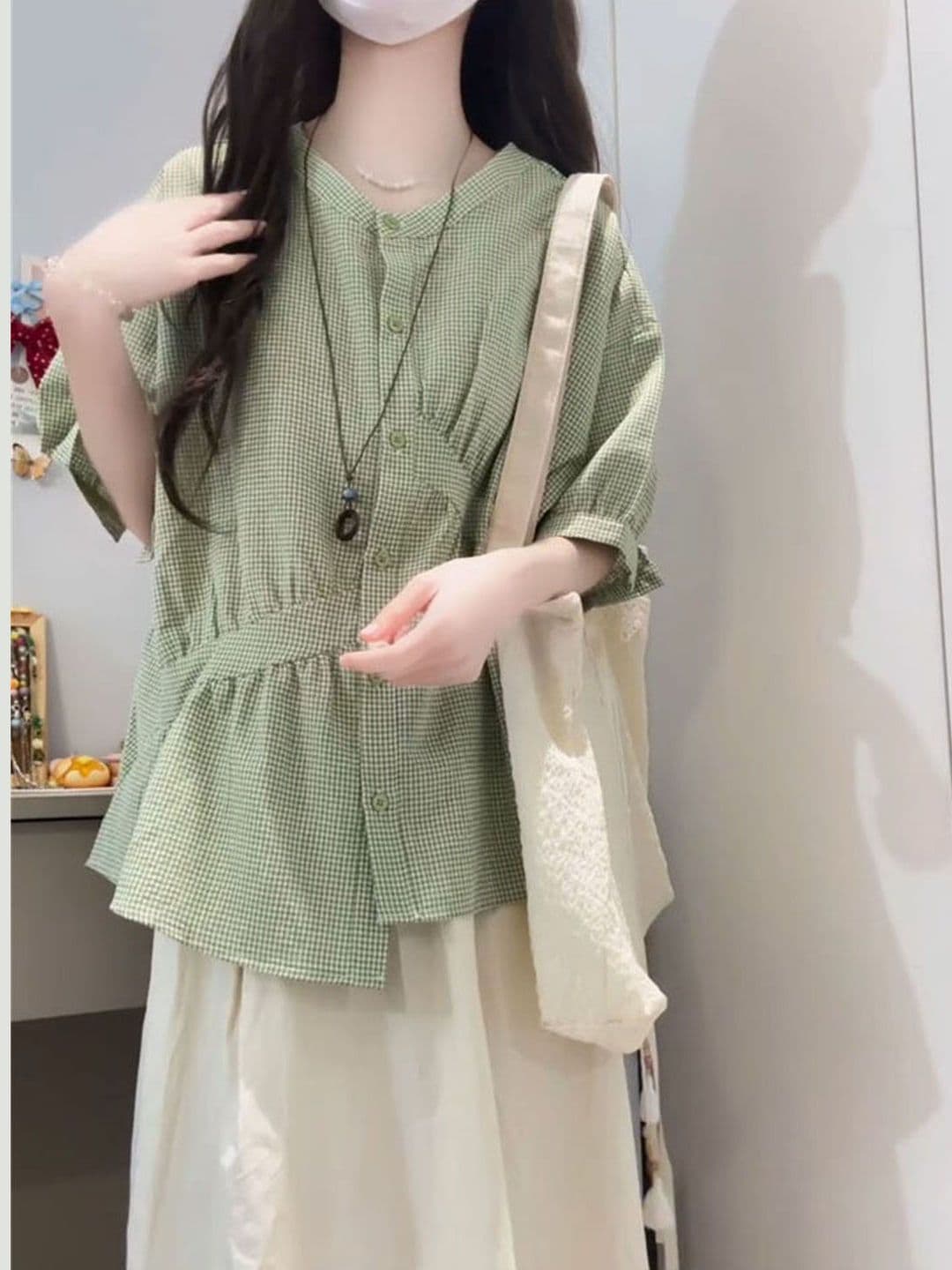 여름 ootd 착용 가져 가라. 전체 집합 반신 치마 세트 마이크로 지방 자이언트 잘 생긴 ~ 중 품격 아름다운 드레스 투피스 세트 상세 이미지 2