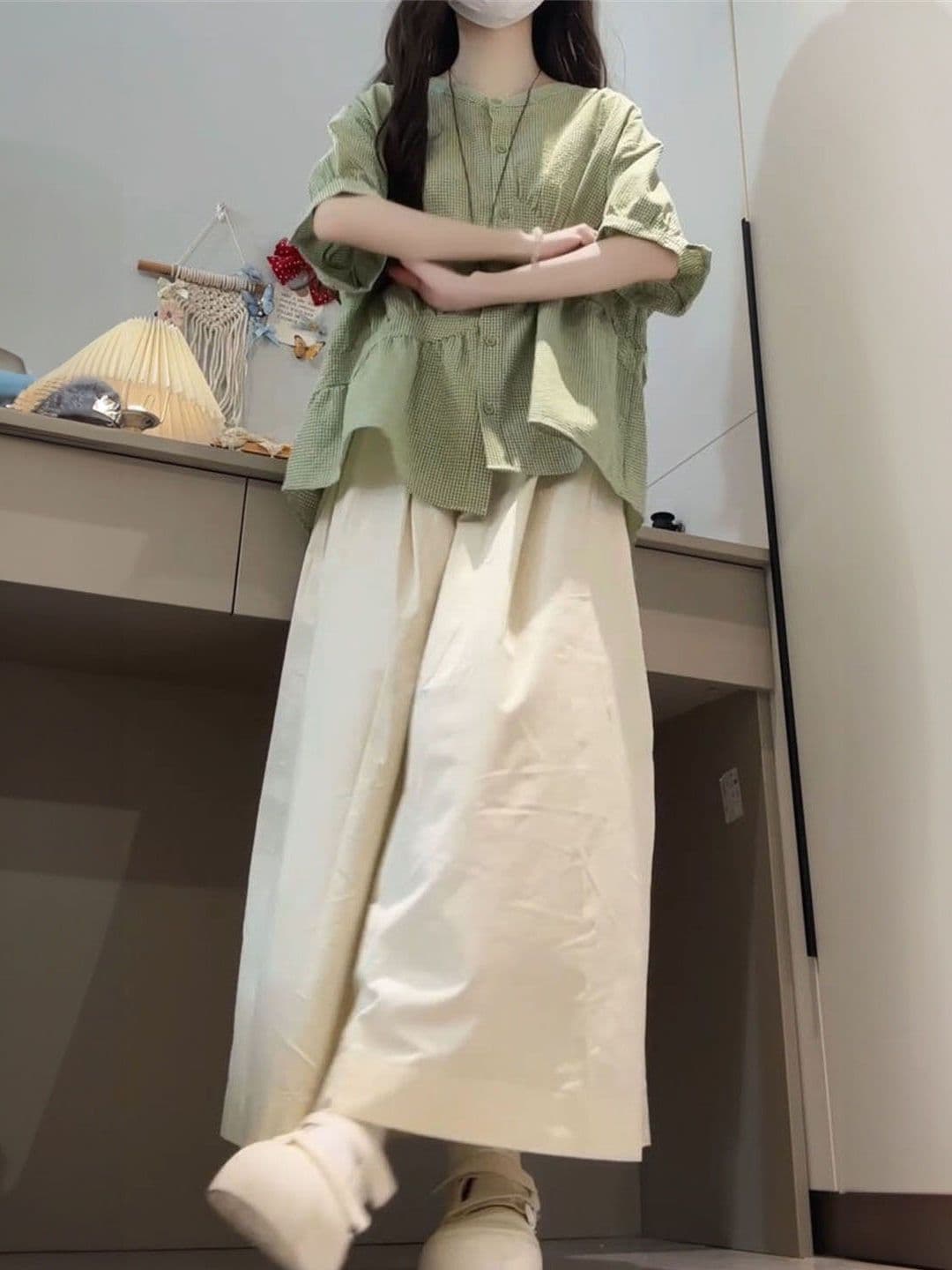 여름 ootd 착용 가져 가라. 전체 집합 반신 치마 세트 마이크로 지방 자이언트 잘 생긴 ~ 중 품격 아름다운 드레스 투피스 세트 상세 이미지 5