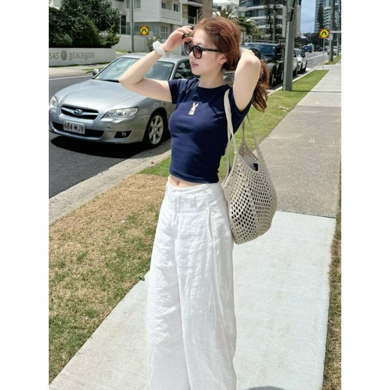 아메리칸 튀김 거리 스포츠 슈트 여성 여름 루즈핏 한국 스타일 패션 핫걸 반팔 와이드 레그 팬츠 캐주얼 투피스 세트 트렌디 이미지 4