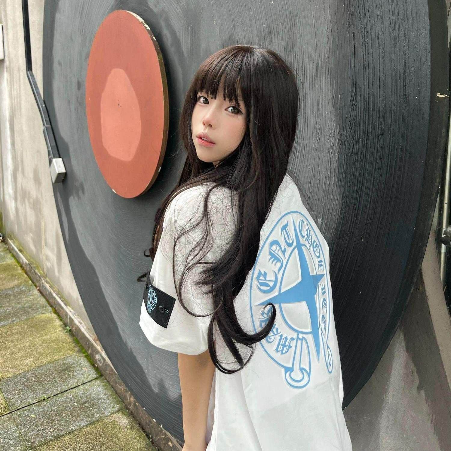범프 인쇄 순면 220 그램 반팔 티셔츠 여성 이미지 4