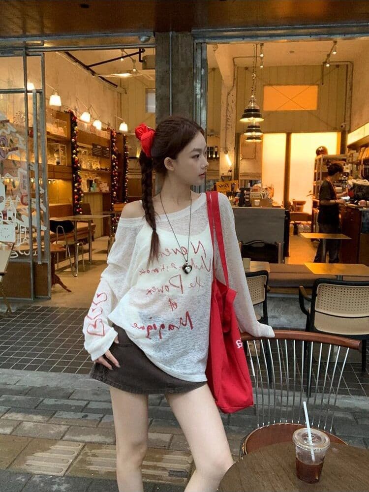대나무 마디 리브 여름 얇은 스타일 긴팔 맨위 자외선 차단 의류 여성 외출용 한국 스타일 루즈핏 얇고 가벼운 티셔츠 자외선 차단 블라우스 상세 이미지 5