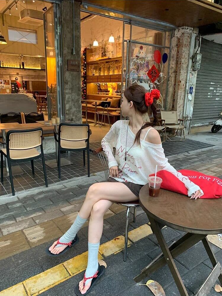 대나무 마디 리브 여름 얇은 스타일 긴팔 맨위 자외선 차단 의류 여성 외출용 한국 스타일 루즈핏 얇고 가벼운 티셔츠 자외선 차단 블라우스 상세 이미지 8