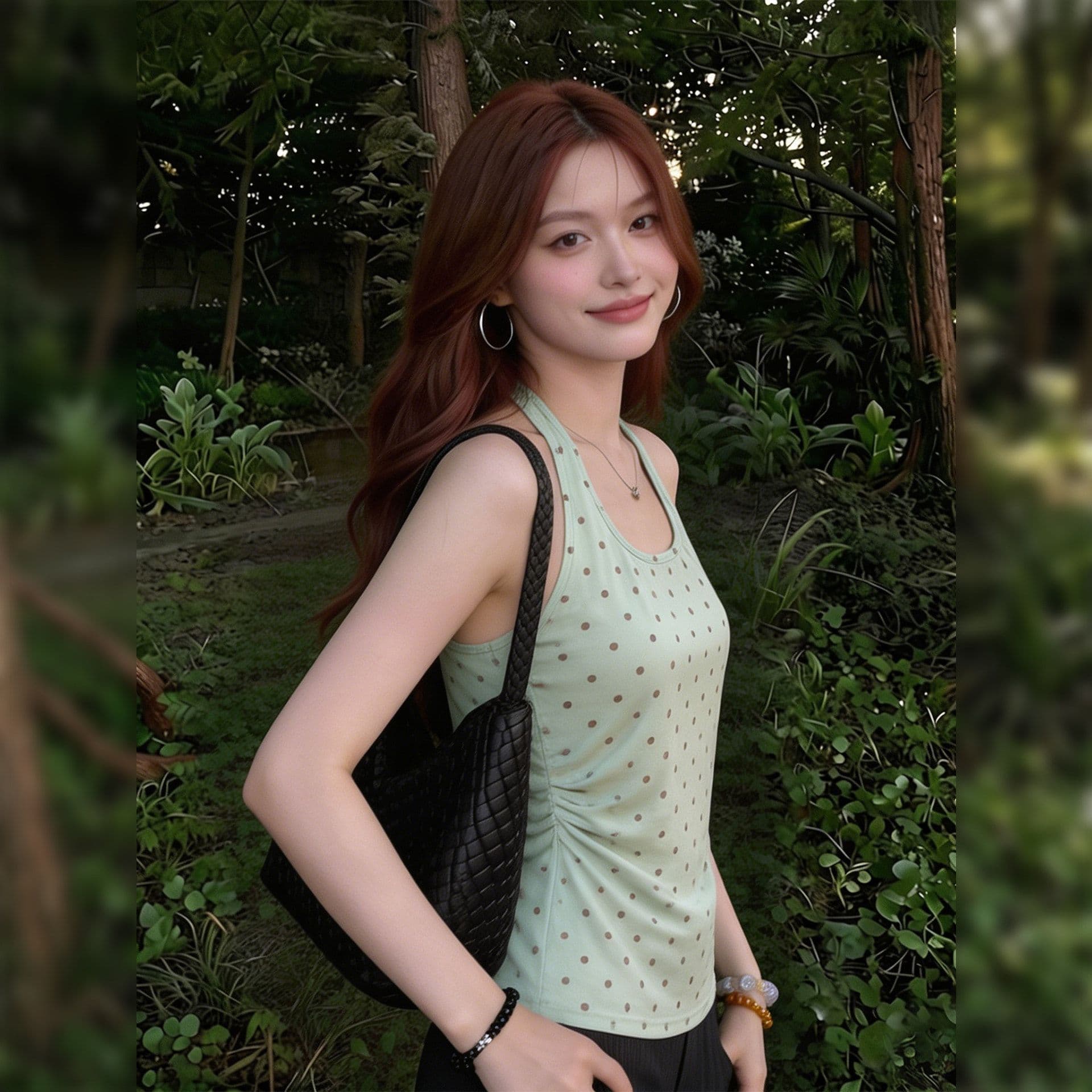녹색 도트 무늬 행침 목 캐미솔 2026 새로운 여름 핫걸 몸매 가꾸기 섹시함 민소매 외출용 맨위 상세 이미지 6