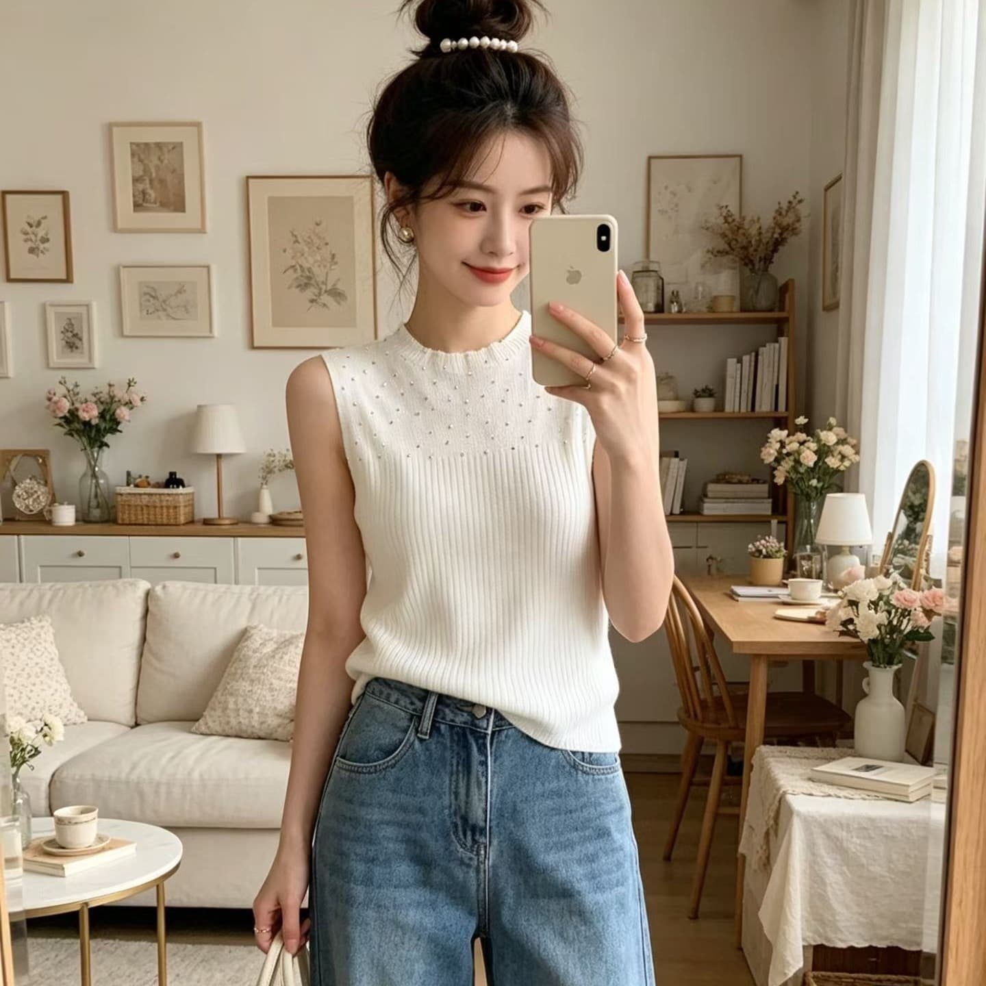 2026 패션 나만의 것을 가져와 라. 칼라 무거운 작업 핫픽스 디자인 다용도 풀오버 조끼