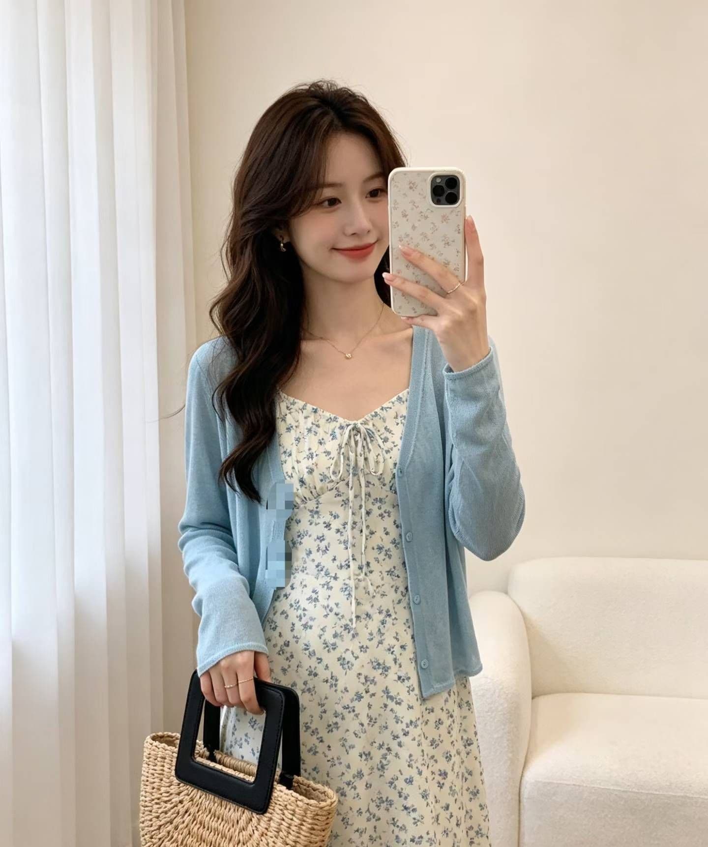 2026 느긋한 바람 V넥 마이크로 ~을 통해 니트 긴 소매 오픈 가디건 자외선 차단 의류 상세 이미지 3