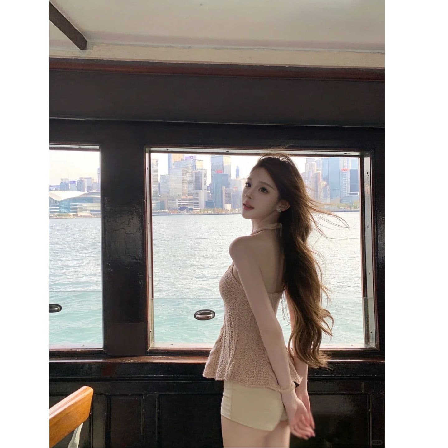 프랑스식 행침 목 니트 조끼 여성 여름 V넥 허리 수축 슬림해 보이는 꽈배기 질감 슬립 맨위 반바지 패션 세트 이미지 5