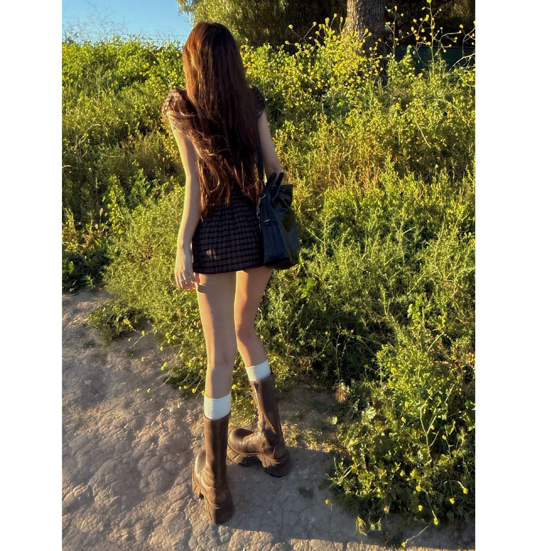 프랑스식 학원 스타일 체크무늬 여성 드레스 여름 베이비 칼라 허리 수축 미니 스커트 작은 키 품격 이미지 3