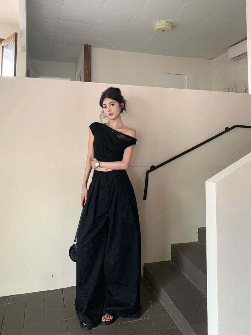 불규칙 흔들다 칼라 비스듬한 어깨 레이스 반팔 티셔츠 여성 여름 달콤한 핫걸 오프숄더 쇼트 스타일 작은 맨위 아름다운 상세 이미지 14
