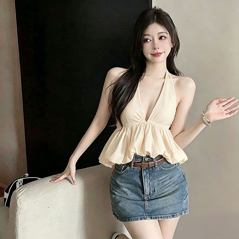 연령 감소 순수한 욕망 바람 작은 키 품격 행침 목 슬립 맨위 여름 레트로 꽃밭 조끼 허리 수축 이미지 3