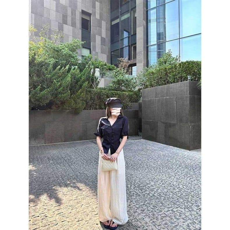 원본 품질 아메리칸 핫걸 바람 중간 소매 여성 셔츠 가을 새로운 스트랩 허리 수축 디자인 센스 맨위 상세 이미지 9