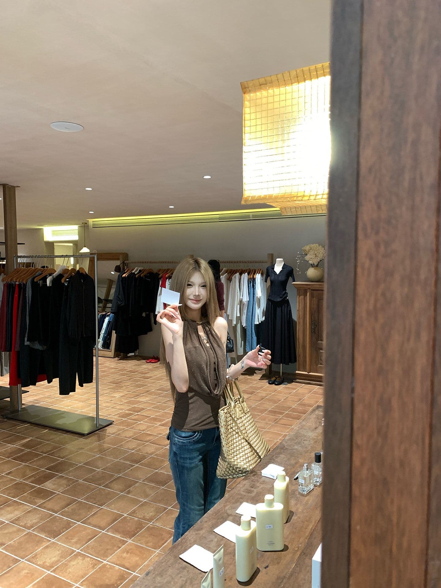 휴가 바람 캐미솔 여름 커피 색상 외출용 백리스 행침 목 민소매 맨위 상세 이미지 20