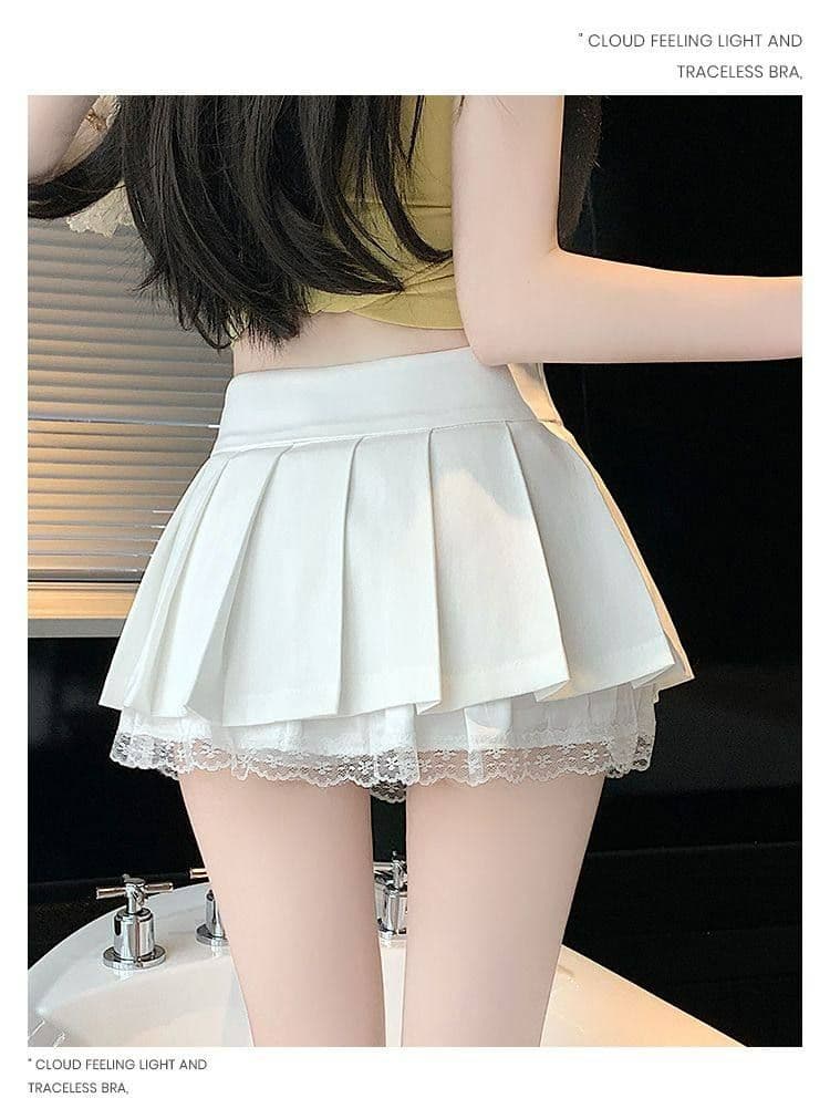 회색 레이스 측면 플리츠 반신 스커트 여성 가을 새로운 작은 키 하이웨이스트 슬림해 보이는 한 마디 퍼프 미니 스커트 상세 이미지 24