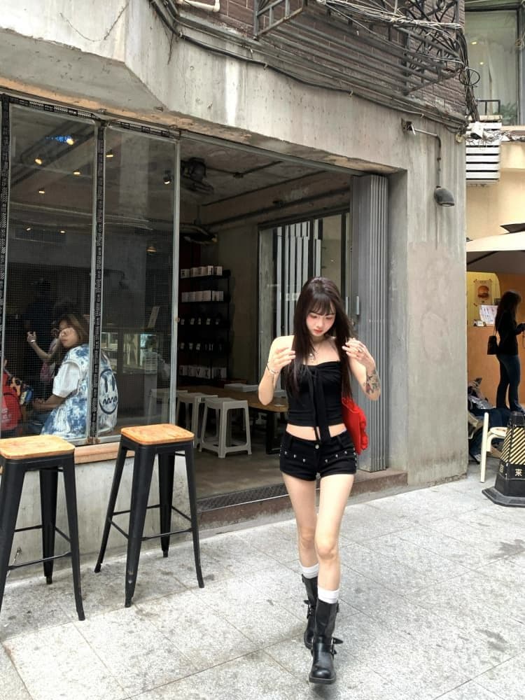 레트로 빨간색 튜브탑 조끼 여름 디자인 센스 나비 매듭 섹시함 핫걸 인사이드 가져 가라. 외출용 맨위 쇼트 스타일 상세 이미지 21