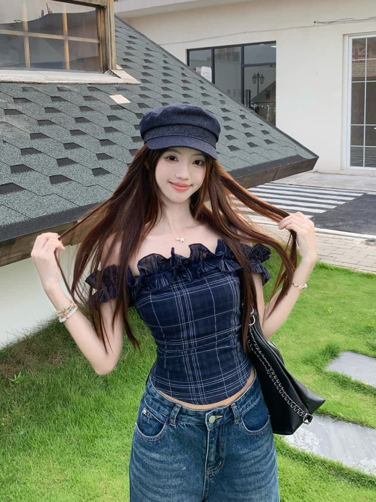 원본 품질 프랑스식 레트로 오프숄더 티셔츠 여성 여름 불규칙 몸매 가꾸기 쇼트 스타일 맨위 오프숄더 상세 이미지 3