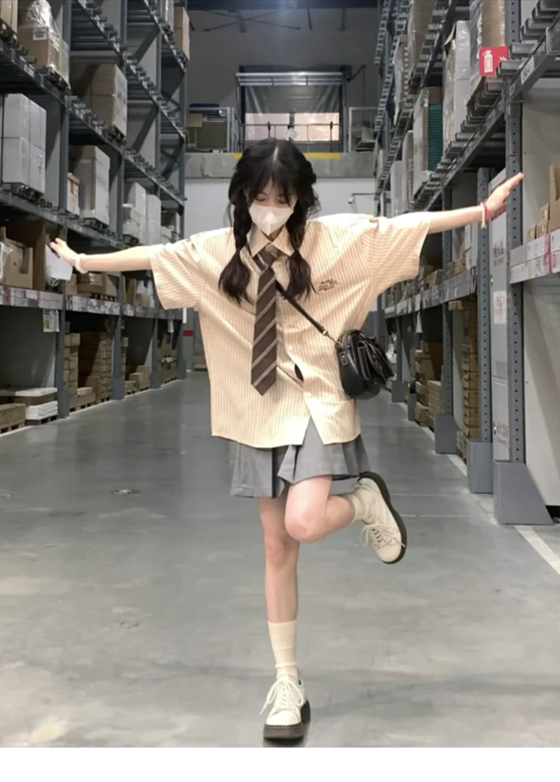 유니폼 세트 여름 스트라이프 반팔 여성 셔츠 디자인 센스 캐주얼 일본식 캐주얼 학원 스타일 셔츠 상세 이미지 6
