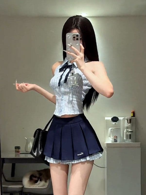 몸매 가꾸기 슬림해 보이는 한 부서 순수한 욕망 바람 달콤한 매운맛 체크무늬 행침 목 조끼 민소매 셔츠 맨위 상세 이미지 4