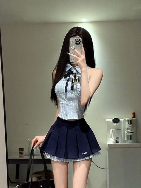 몸매 가꾸기 슬림해 보이는 한 부서 순수한 욕망 바람 달콤한 매운맛 체크무늬 행침 목 조끼 민소매 셔츠 맨위 상세 이미지 11