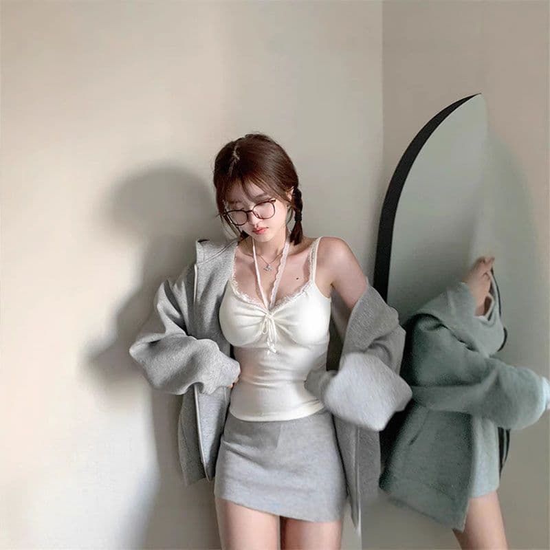 원본 것 여름 순수한 욕망 바람 레이스 조각 만나는 인사이드 가져 가라. 핫걸 섹시함 행침 목 캐미솔 이미지 3