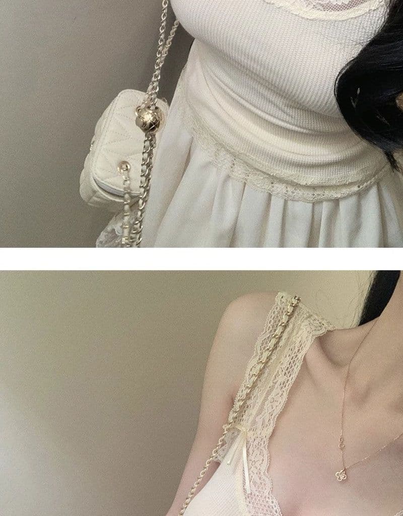 핫걸 순수한 욕망 바람 슬립 작은 조끼 여성 새로운 miu 부서 작은 대중 몸매 가꾸기 패치워크 레이스 레이스 맨위 상세 이미지 6