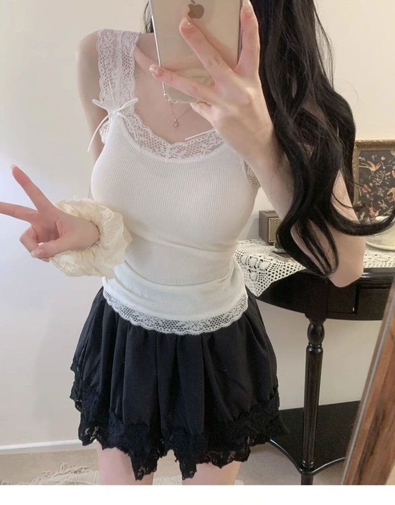 핫걸 순수한 욕망 바람 슬립 작은 조끼 여성 새로운 miu 부서 작은 대중 몸매 가꾸기 패치워크 레이스 레이스 맨위 상세 이미지 11