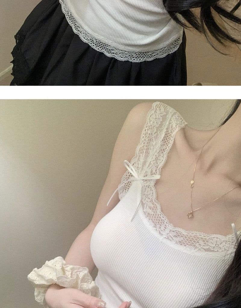 핫걸 순수한 욕망 바람 슬립 작은 조끼 여성 새로운 miu 부서 작은 대중 몸매 가꾸기 패치워크 레이스 레이스 맨위 상세 이미지 15