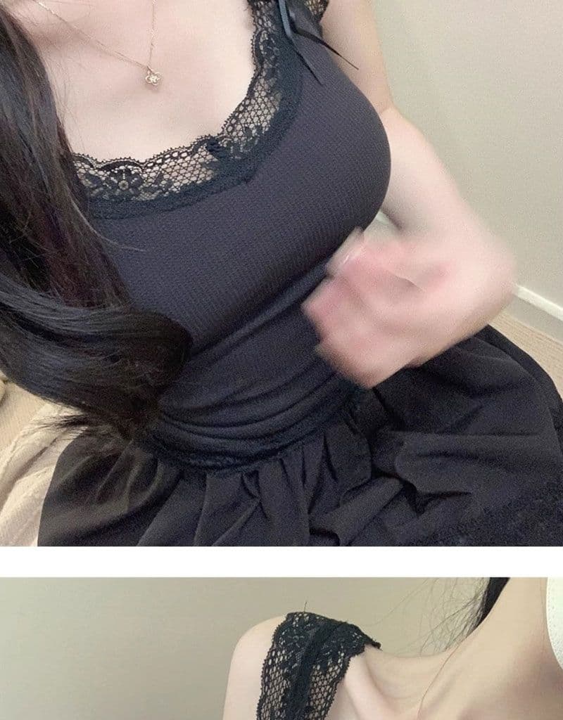 핫걸 순수한 욕망 바람 슬립 작은 조끼 여성 새로운 miu 부서 작은 대중 몸매 가꾸기 패치워크 레이스 레이스 맨위 상세 이미지 20