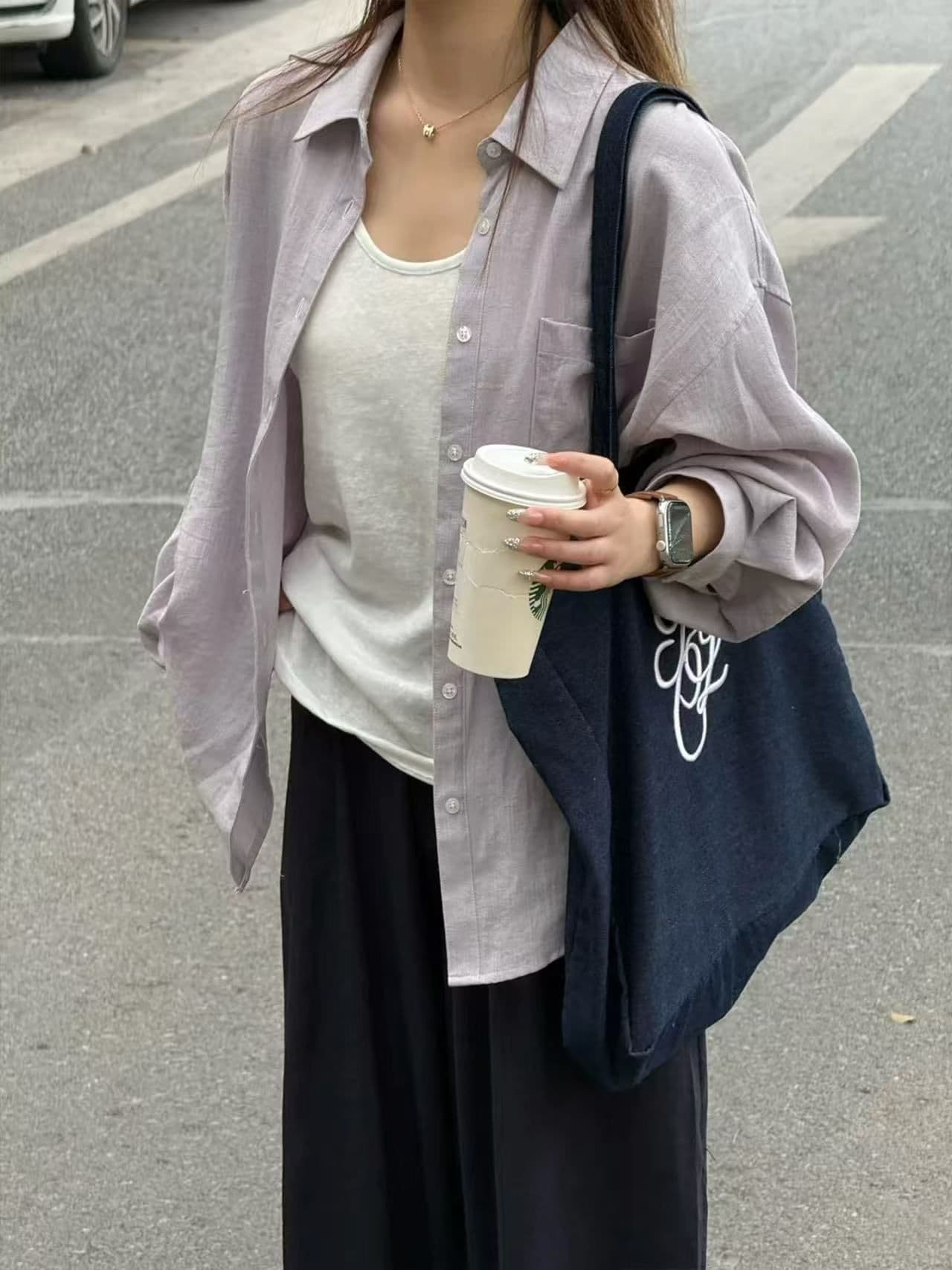 오래된 돈 바람 아마 화이트 셔츠 기초 섹션 단색 셔츠 긴팔 맨위 봄 여름 자외선 차단 재킷 외부 가져 가라. 셔츠 상세 이미지 11