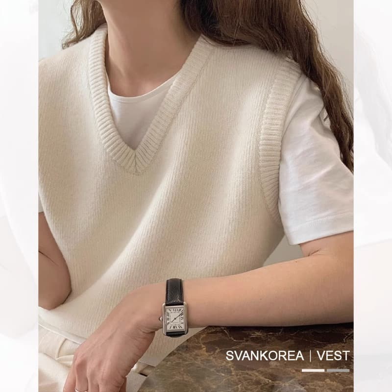 V넥 니트 조끼 여자 2026 년 여름 외부 가져 가라. 스택 착용 어깨 여름 섹션 맨위 레트로 봄 스웨터 조끼 상세 이미지 1