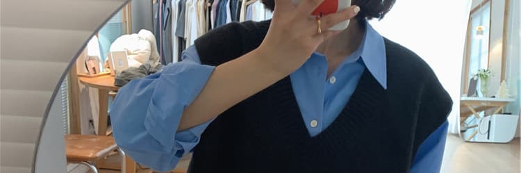 느긋한 바람 니트 베스트 조끼 여성 여름 새로운 루즈핏 V넥 한국 스타일 다용도 인사이드 착용 외부 가져 가라. 어깨 맨위 상세 이미지 29