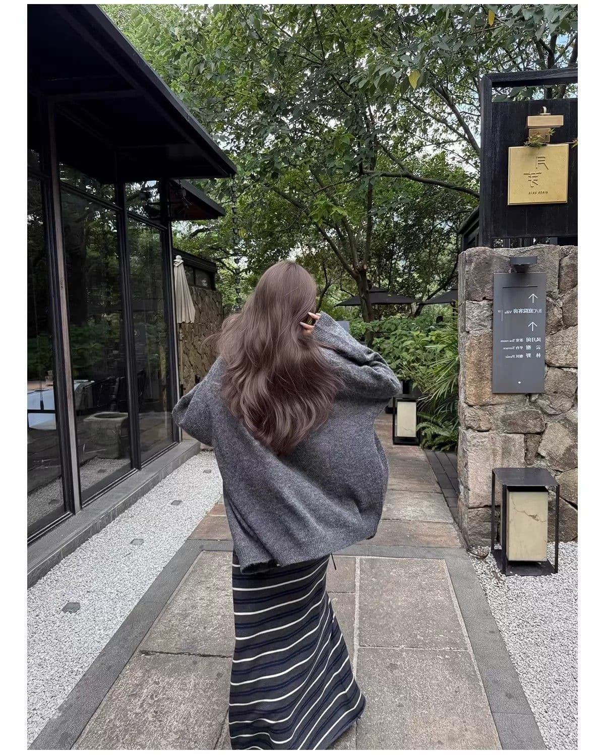 한국 스타일 새로운 패션 ins 휴가 바람 허리밴드 레이스업 스트라이프 반신 스커트 여성 여름 니트 배색 롱 스커트 상세 이미지 31