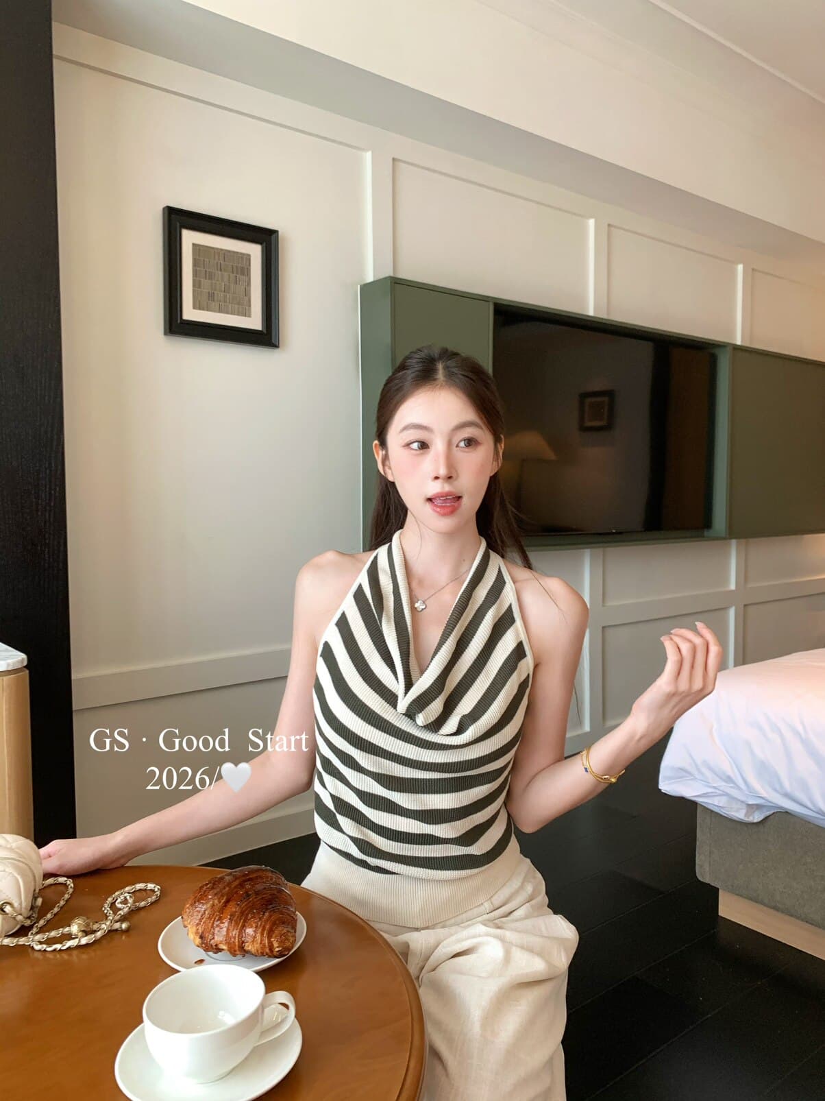 2026 여름 새로운 한 부서 순수한 욕망 행침 목 스트라이프 니트 조끼 여성 흔들다 칼라 백리스 슬림해 보이는 핫걸 민소매 맨위 상세 이미지 13