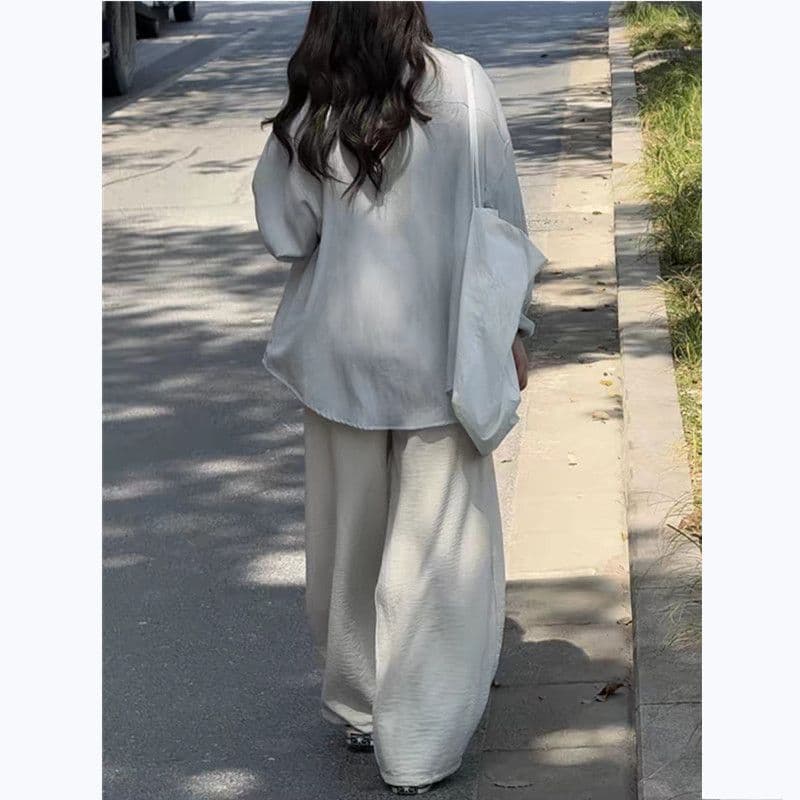 느긋한 느슨함 센스 구름 회색 블루 자외선 차단 여성 셔츠 여름 얇은 스타일 루즈핏 오래된 돈 바람 캐주얼 긴팔 셔츠 재킷 이미지 4