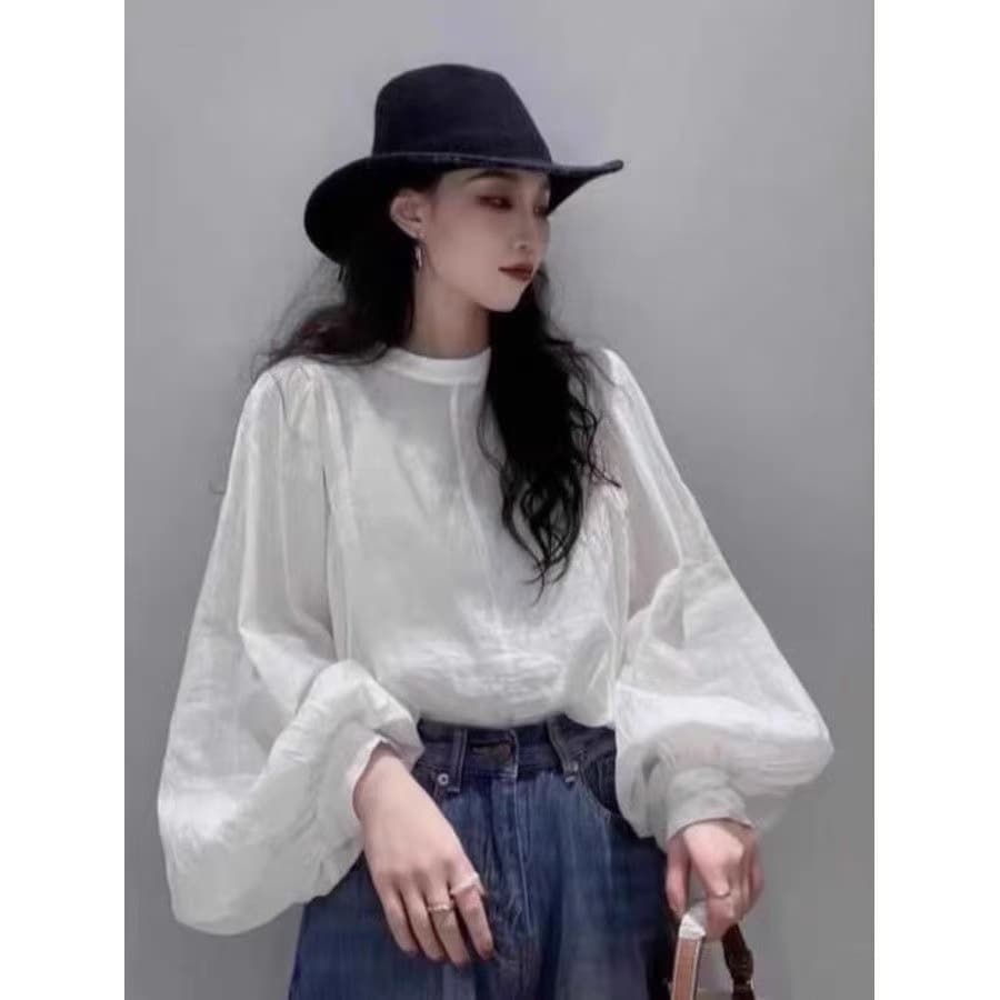 주간 실크 아마 화이트 벌룬 소매 긴팔 면 린넨 여성 셔츠 가을 작은 대중 외국 가스 거품 소매 자외선 차단 맨위 여름 상세 이미지 4