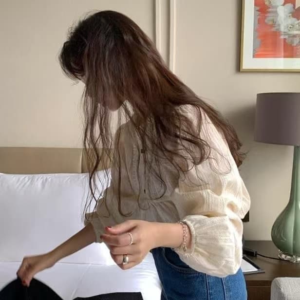 프랑스식 레트로 라운드 넥 레이스 화이트 여성 셔츠 봄 가을 인사이드 가져 가라. 셔츠 고급 센스 Chic 품격 긴팔 맨위 이미지 3