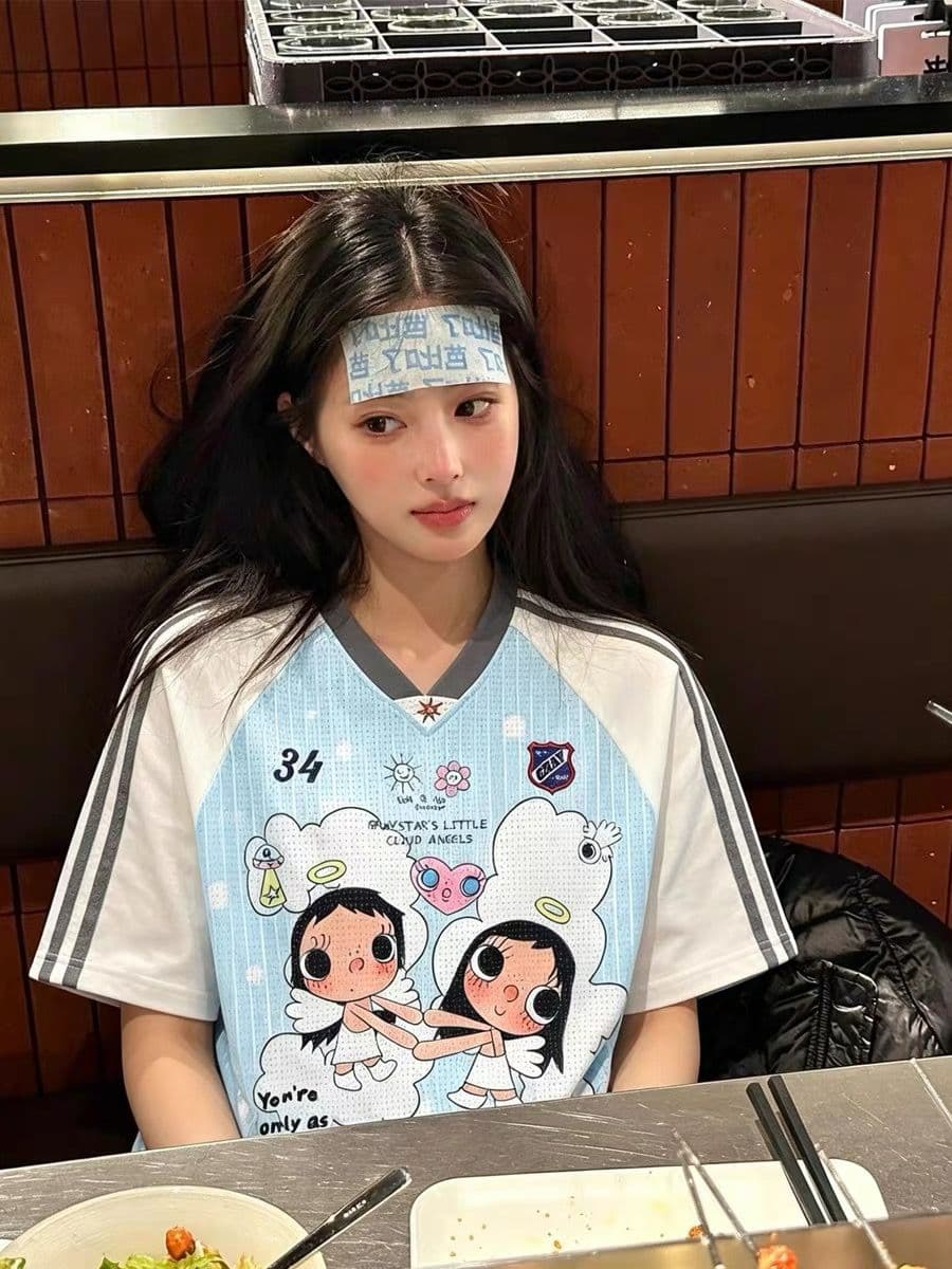 광저우 원단 반팔 티셔츠 여성