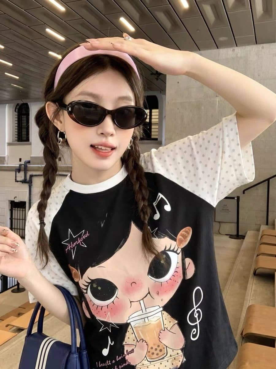 순면 220 그램 반팔 티셔츠 여성 이미지 4
