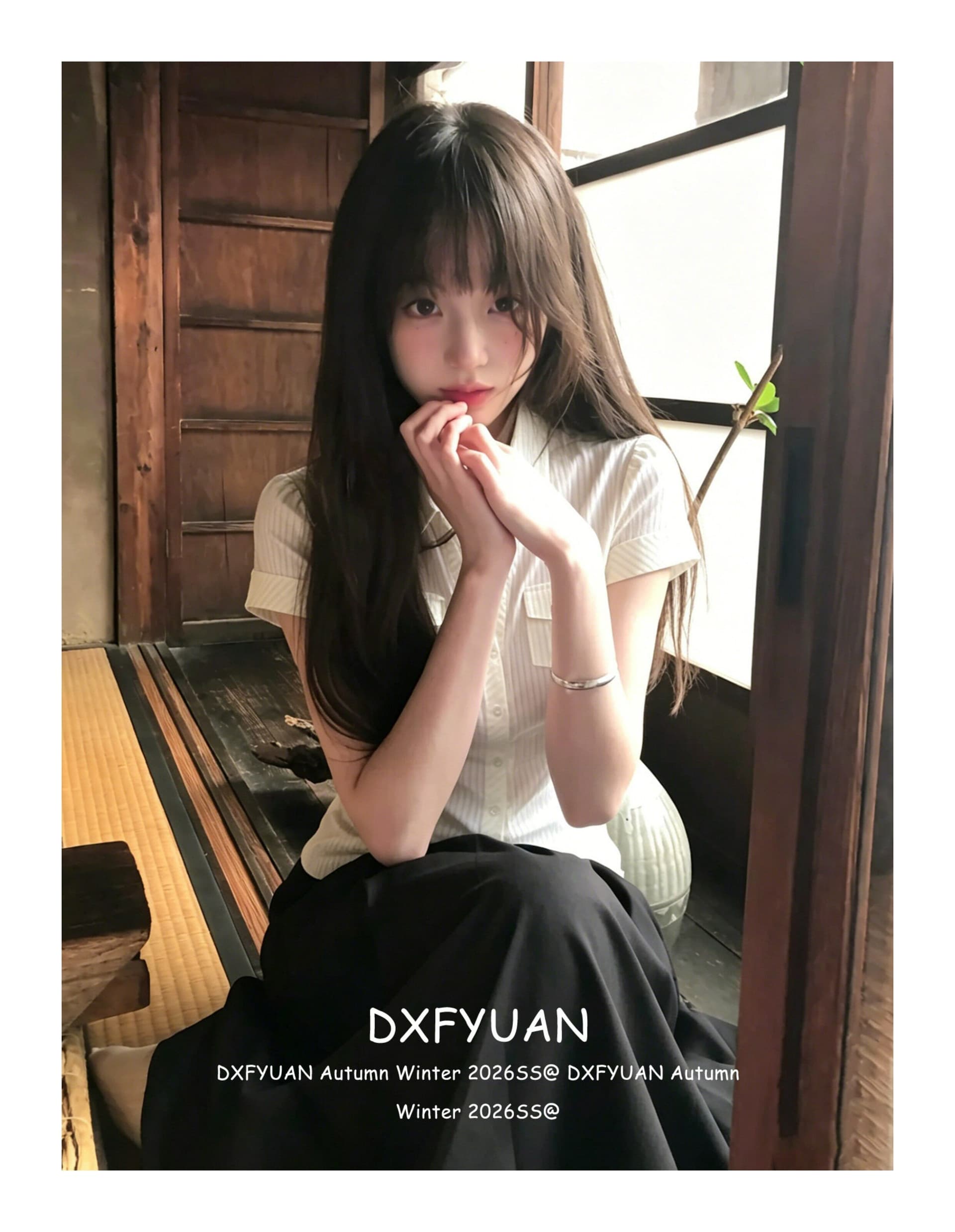 원본 자카드 스트라이프 아메리칸 질감 센스 셔츠 반팔 여성 여름 긍정적 인 어깨 POLO 셔츠 몸매 가꾸기 맨위 상세 이미지 4
