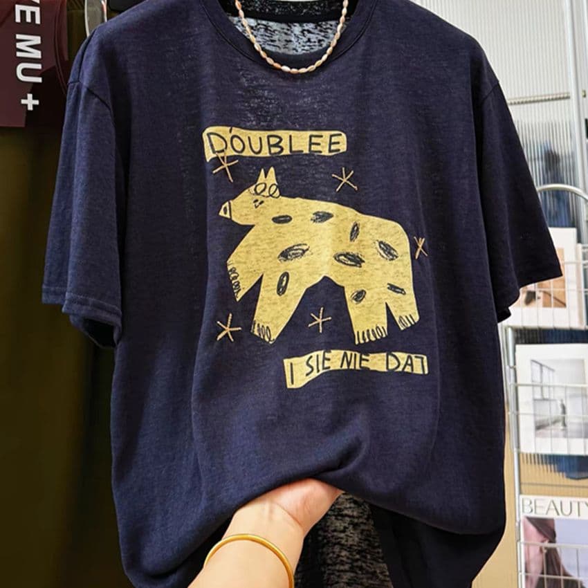 눈꽃 면 연령 감소 만화 프린트 한 부서 착용 가져 가라. 여름 얇은 스타일 반팔 티셔츠 여성 여름 그레이트 봐. 의류