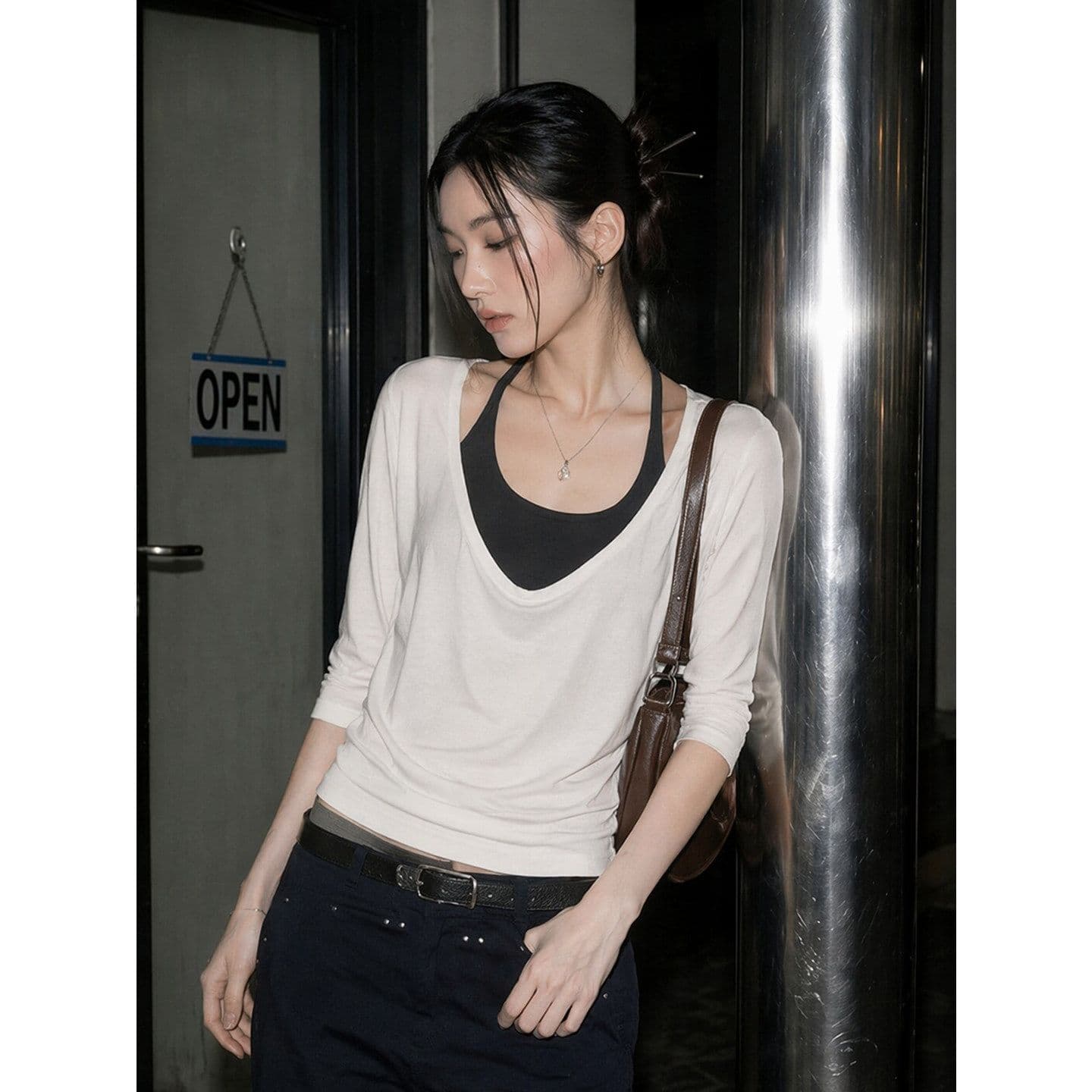라이 경기 서울 와 사고 방식 260g 핫걸 행침 목 캐미솔 몸매 가꾸기 허리 수축 블라우스 맨위 이미지 4