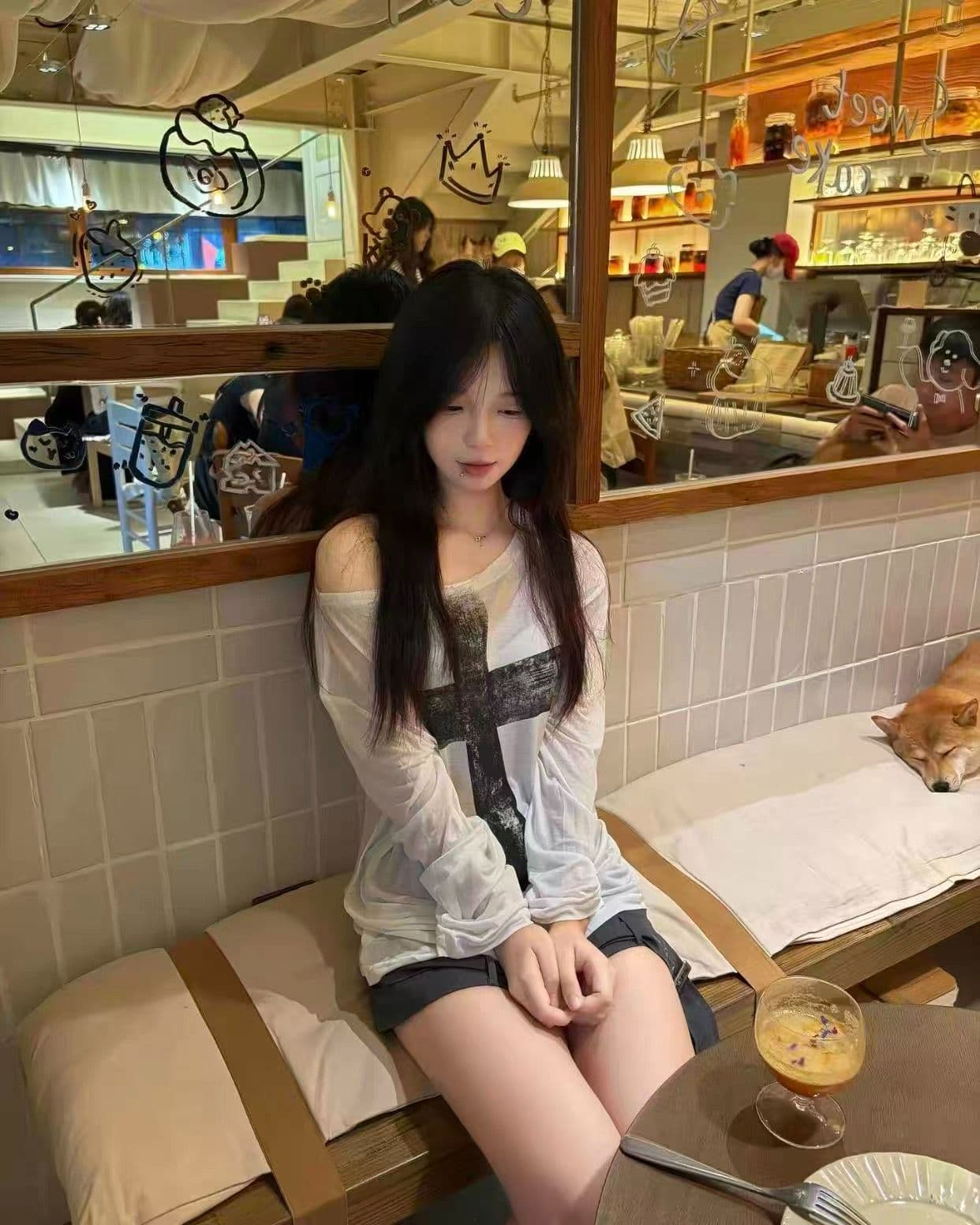 라이 경기 서울 눈꽃 면 광저우 원단 반팔 티셔츠 여성 상세 이미지 8