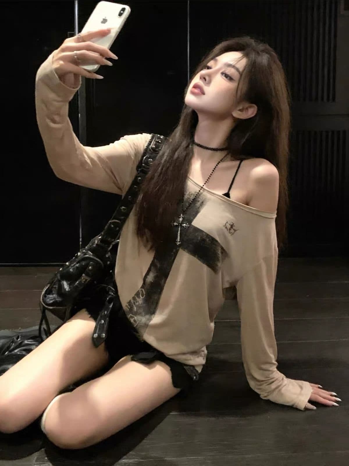 라이 경기 서울 눈꽃 면 광저우 원단 반팔 티셔츠 여성 상세 이미지 9