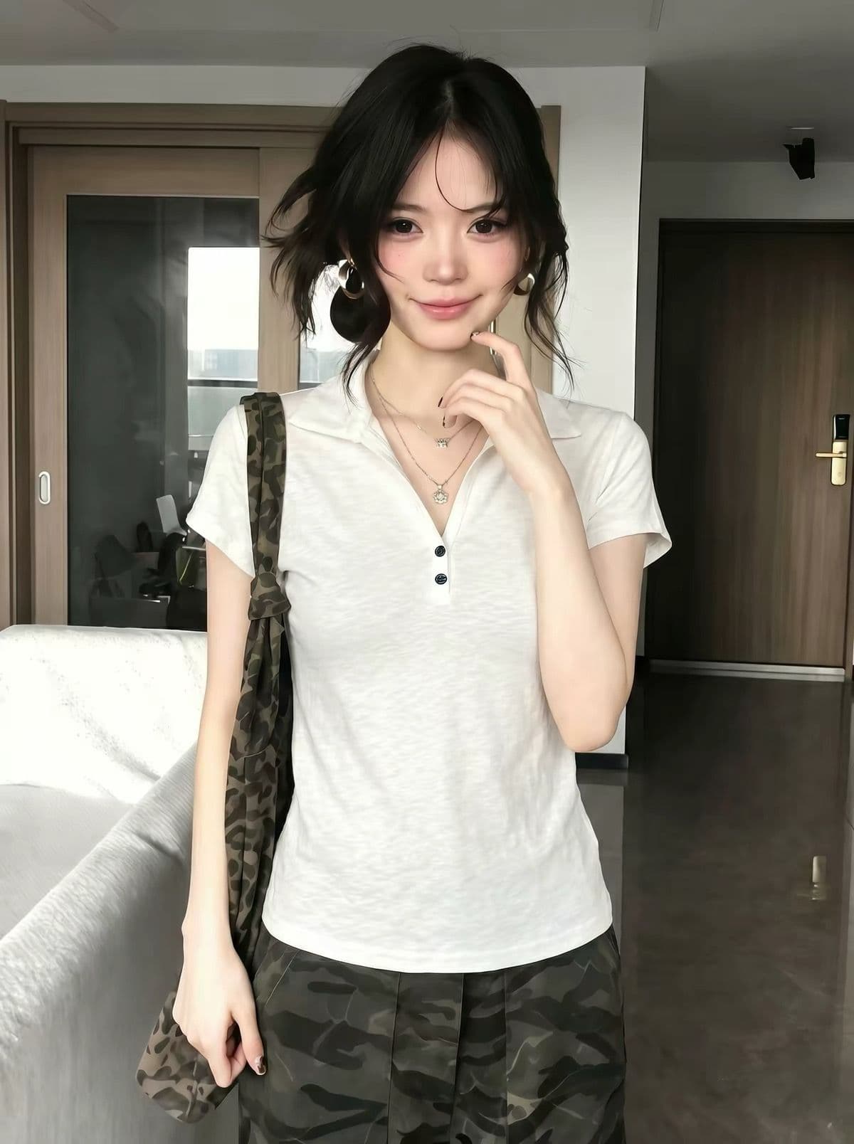 광저우 원단 반팔 티셔츠 여성 이미지 3